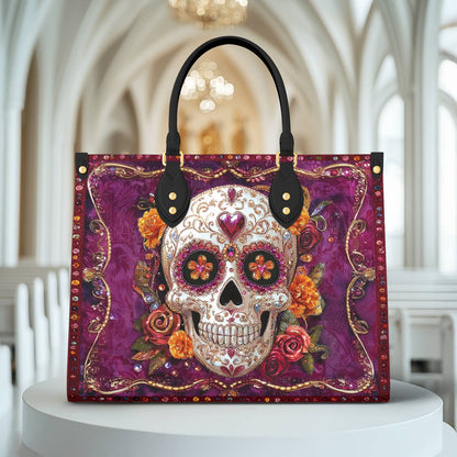 Shineful Leather Bag Vibrant Sugar Skull Elegance