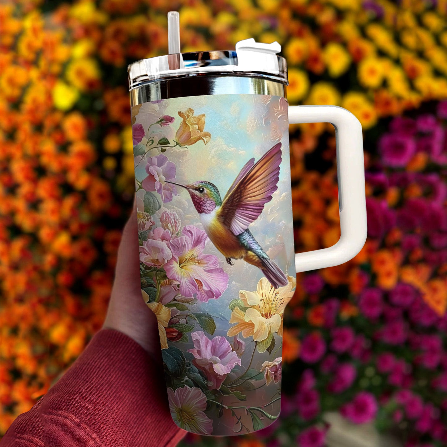 Glänzender Becher „Hummingbird Floral Dream“