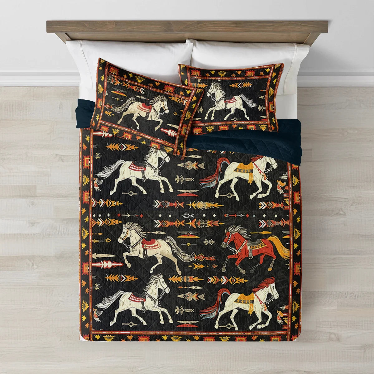 Shineful All Season Quilt 3-Piece Set Horse Wild West