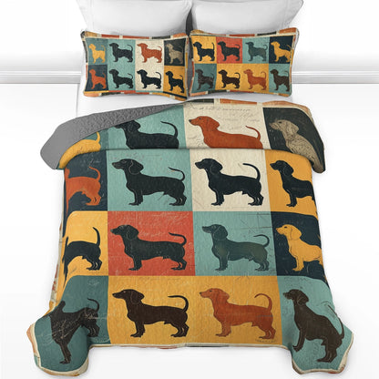 Shineful All Season Quilt 3-Piece Set Dachshund Mosaic