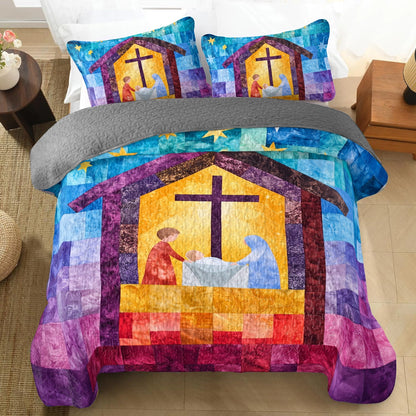 Shineful All Season Quilt 3-Piece Set God Nativity Glow