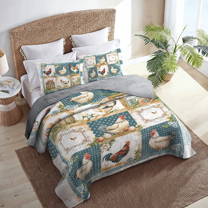 Shineful All Season Quilt 3-Piece Set Vintage Haven Chicken