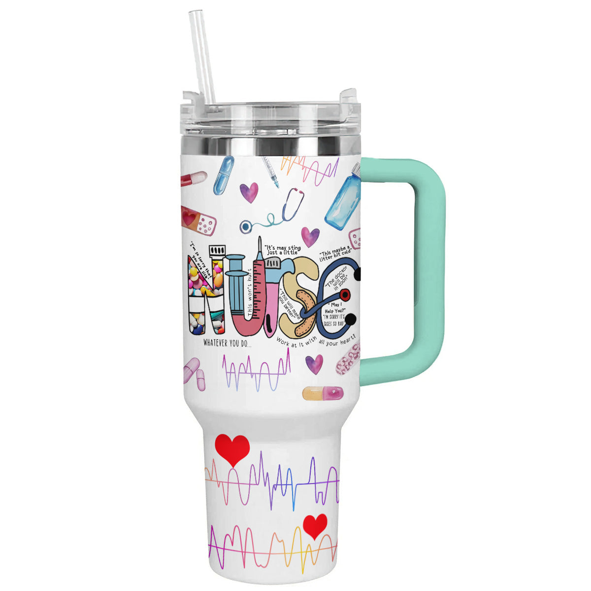 Nurse 40 Oz Shineful™ Tumbler Colorful Nl09 Turquoise Blue 40Oz