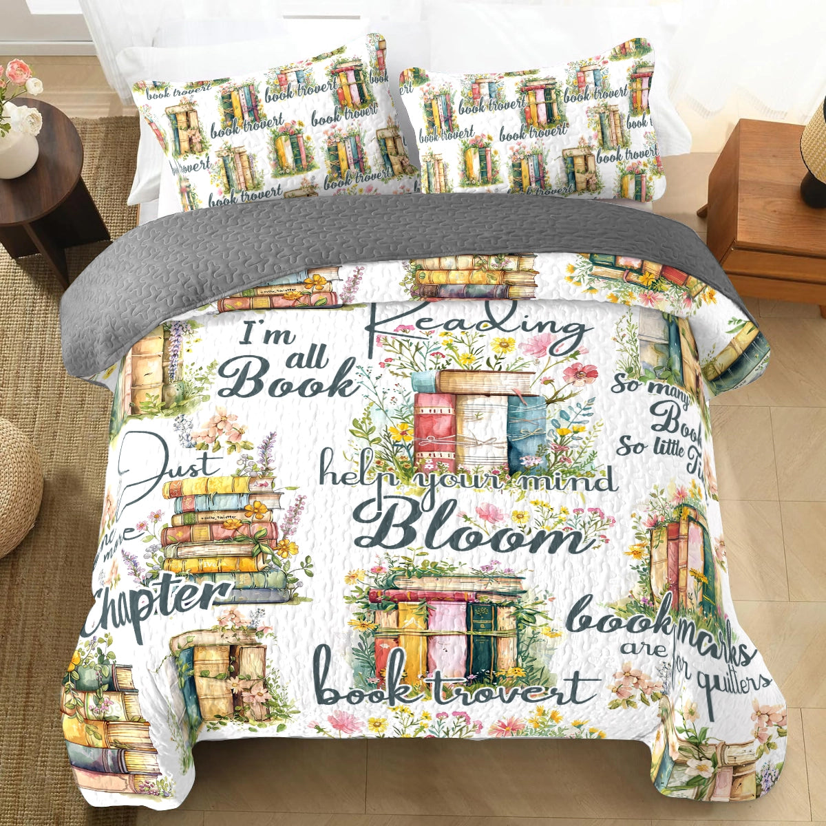 Shineful All Season Quilt 3-teiliges Set Lesen Blooming Books 