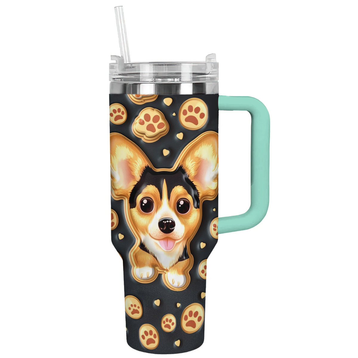 40 Oz Dachshund Shineful™ Tumbler Dachshunds Black Cute Nl09 Turquoise Blue 40Oz