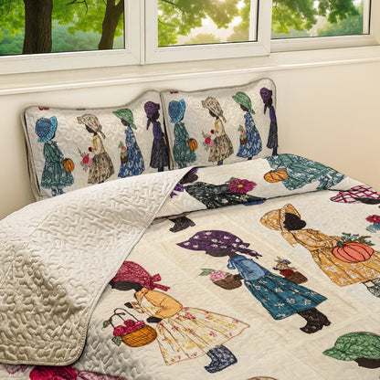 Shineful All Season Quilt 3-Piece Set Sunbonnet Sue Heirloom 