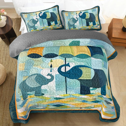 Shineful All Season Quilt 3-Piece Set Elephant Gentle Giants