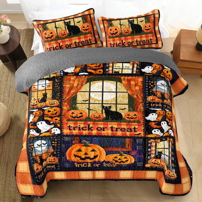 Shineful All Season Quilt 3-Piece Set Halloween Pumpkin Patch