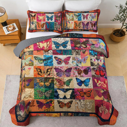 Shineful All Season Quilt 3-Piece Set Colorful Butterfly Bliss