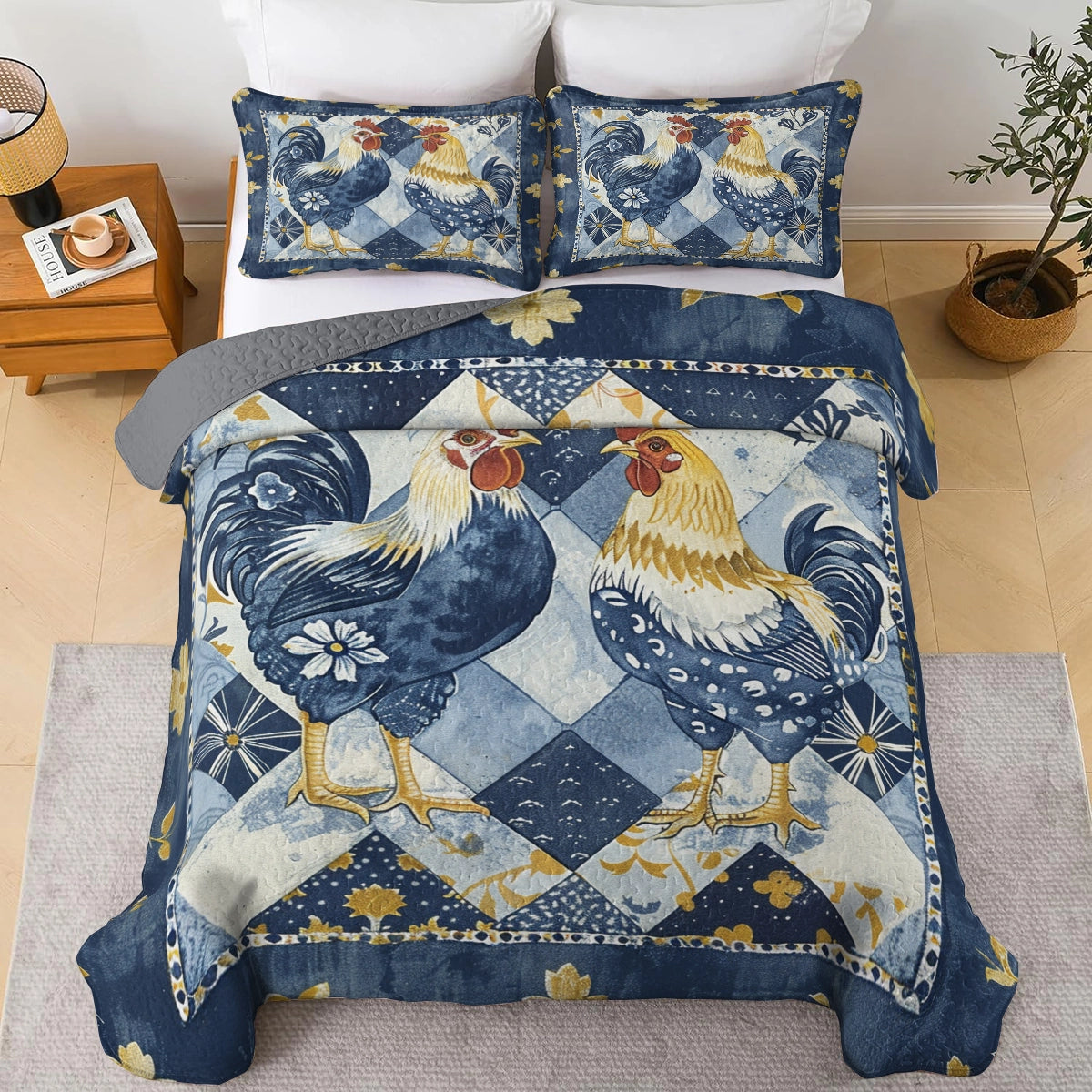 Shineful All Season Quilt 3-Piece Set Sunny Rooster