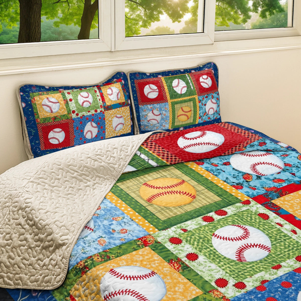 Shineful All Season Quilt 3-Piece Set Baseball Dreams