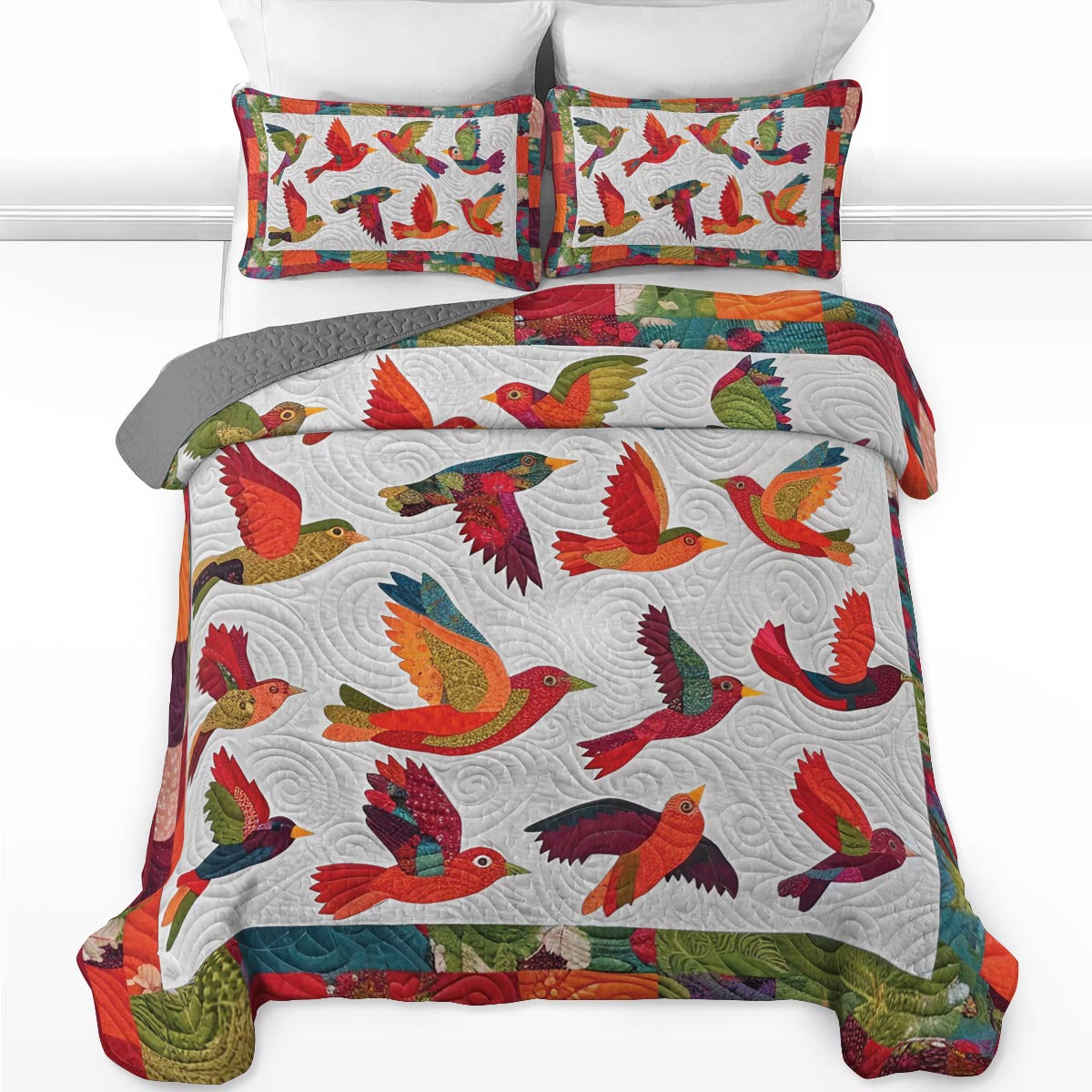 Shineful All Season Quilt 3-Piece Set Tropical Bird