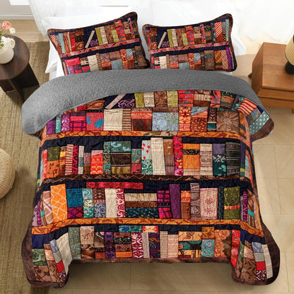 Shineful All Season Quilt 3-Piece Set Retro Library Book