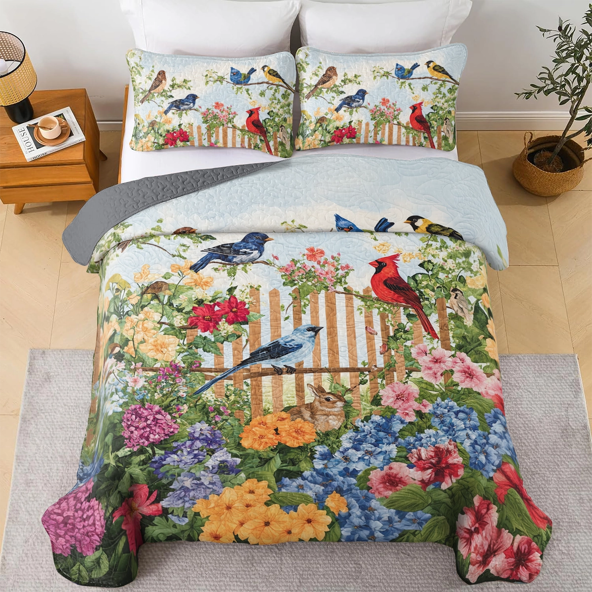 Shineful All Season Quilt 3-Piece Set Bird Melody