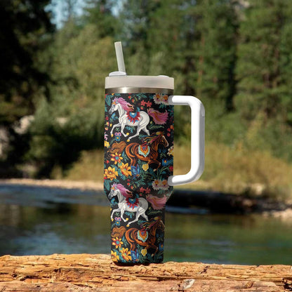 Tumbler brillant Cheval Fleurs vibrantes