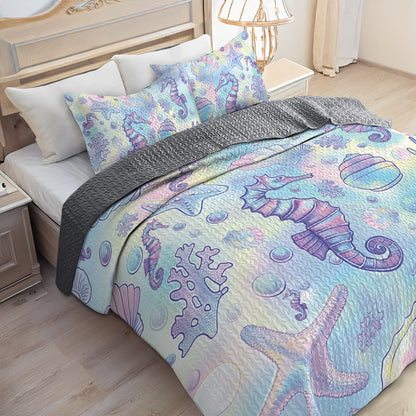 Shineful All Season Quilt 3-Piece Set -  Colorful Vibrant Beach