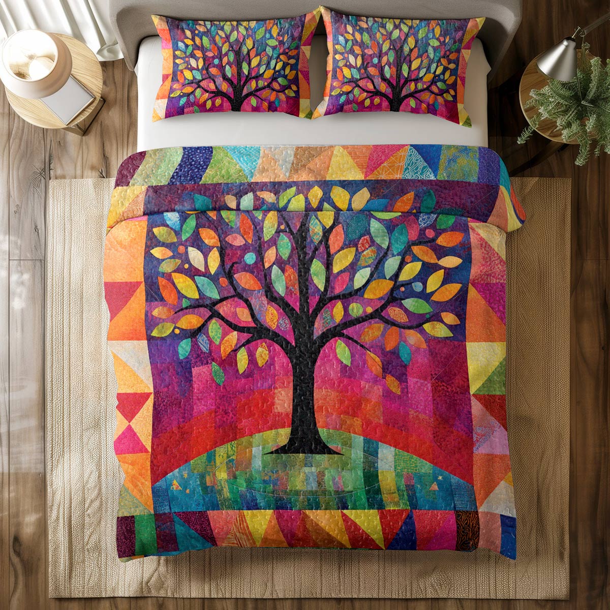 Shineful All Season Quilt 3-Piece Set Colorful Canopy