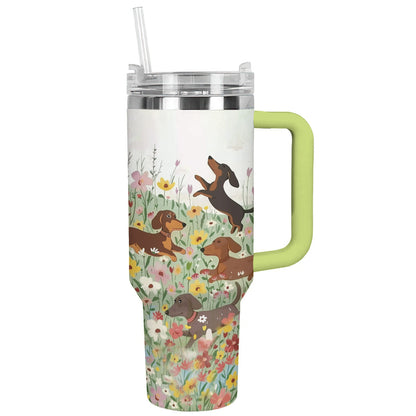 Dog 40 Oz Shineful™ Tumbler Flower Garden Nl09 Green 40Oz