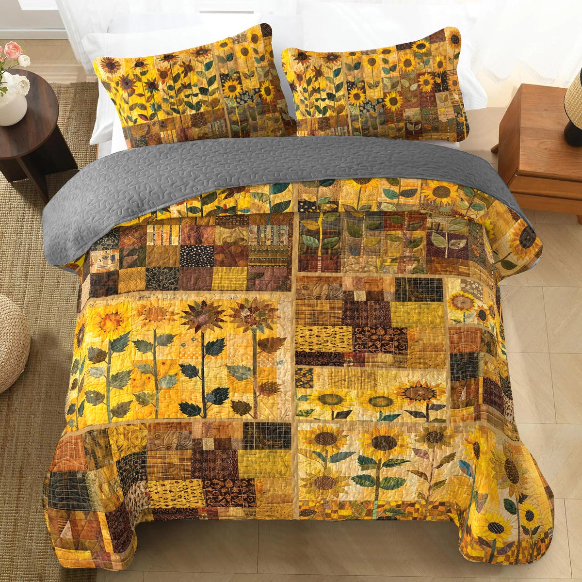 Shineful All Season Quilt 3-Piece Set Sunflower Sunshine Dreams