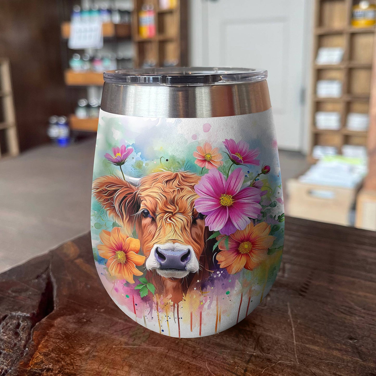 Highland Cow 12 Oz Shineful™ Floral 2 Nl09 12Oz Tumbler