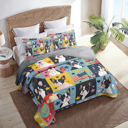 Shineful All Season Quilt 3-Piece Set Boston Terriers Dreamland