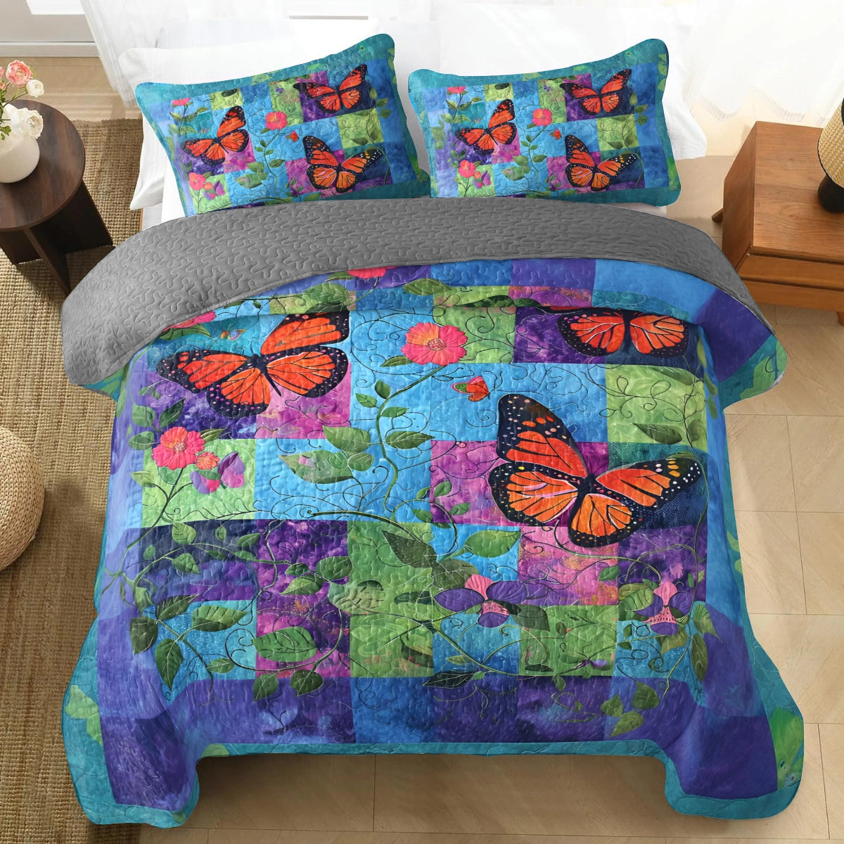 Shineful All Season Quilt 3-Piece Set Butterfly Haven