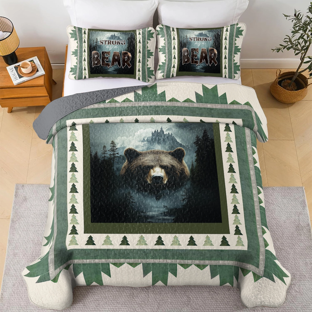 Shineful All Season Quilt 3-teiliges Set - Forest Guardian Bear 