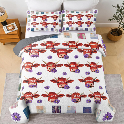 Shineful All Season Quilt 3-Piece Set Cute Cow Delight