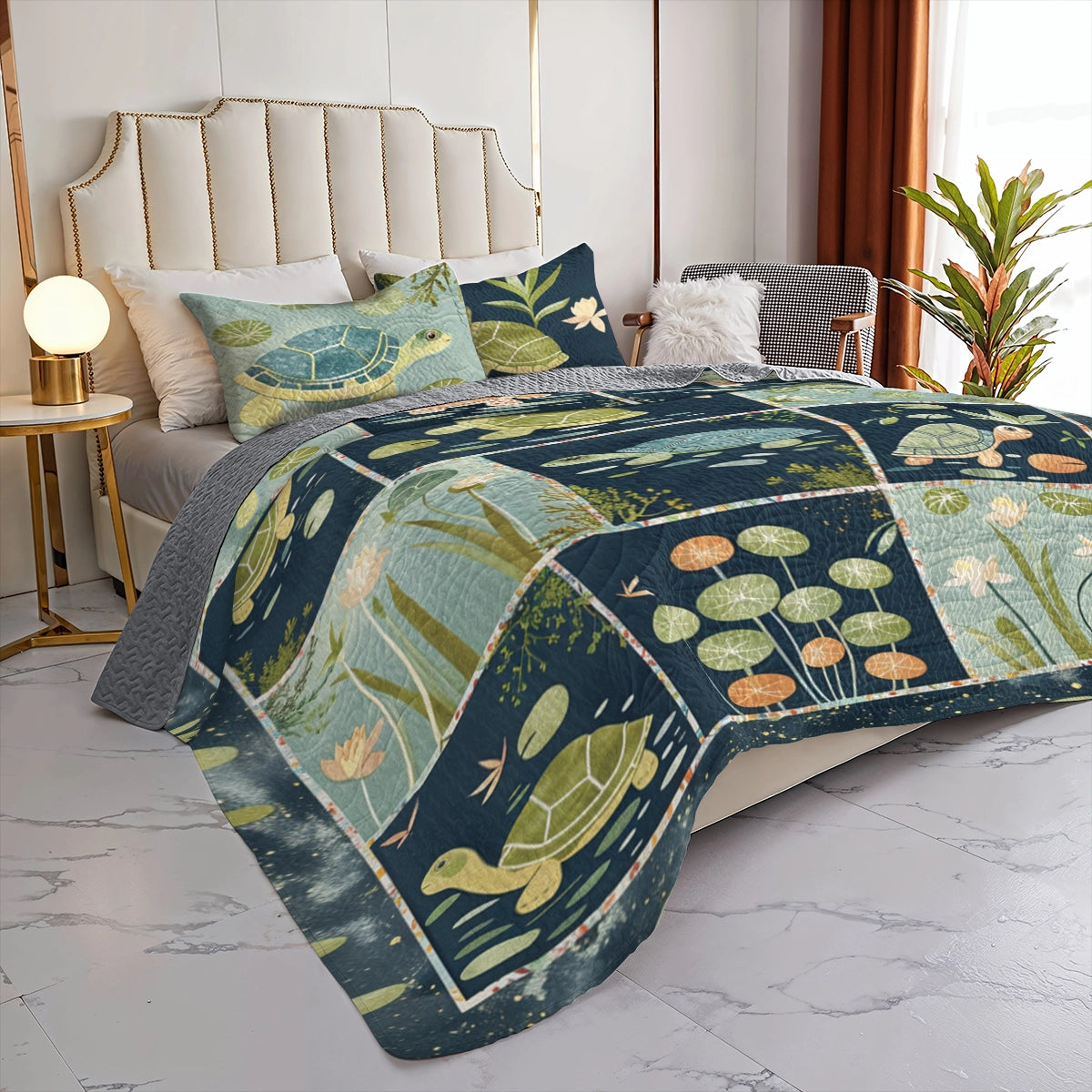 Shineful All Season Quilt 3-Piece Set Turtle Harmony