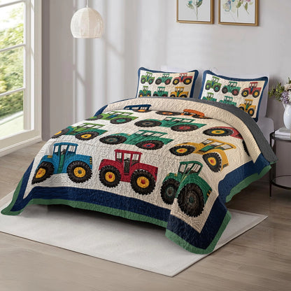 Shineful All Season Quilt 3-Piece Set Tractor Trails