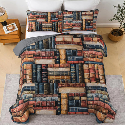 Shineful All Season Quilt 3-Piece Set Reading Library Dreams