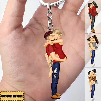 Couple Kissing - Gift For Couples Personalized Acrylic Keychain