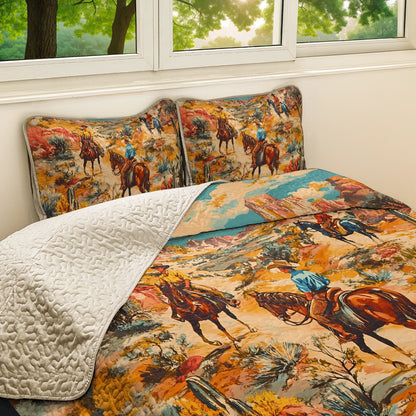 Shineful All Season Quilt 3-Piece Set Desert Trails Cowboy