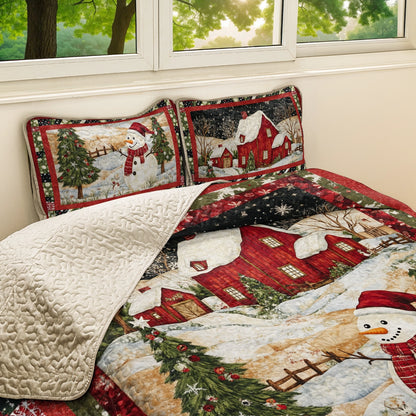 Shineful All Season Quilt 3-Piece Set Snowman's Christmas Dream