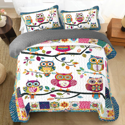 Shineful All Season Quilt 3-Piece Set Cheerful Owl