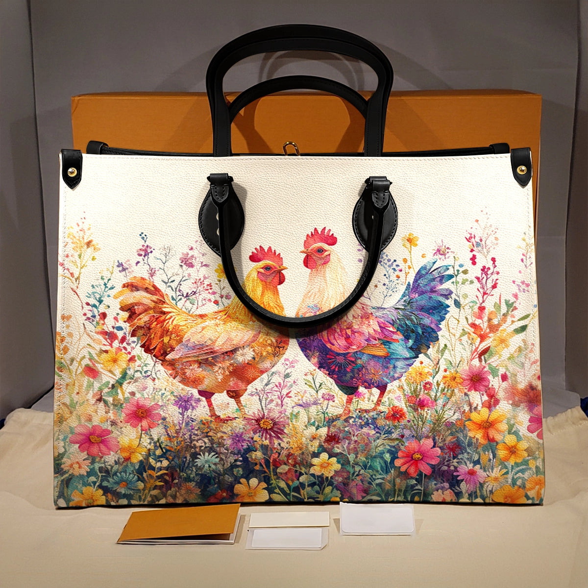 Glänzende Ledertasche Springtime Rooster