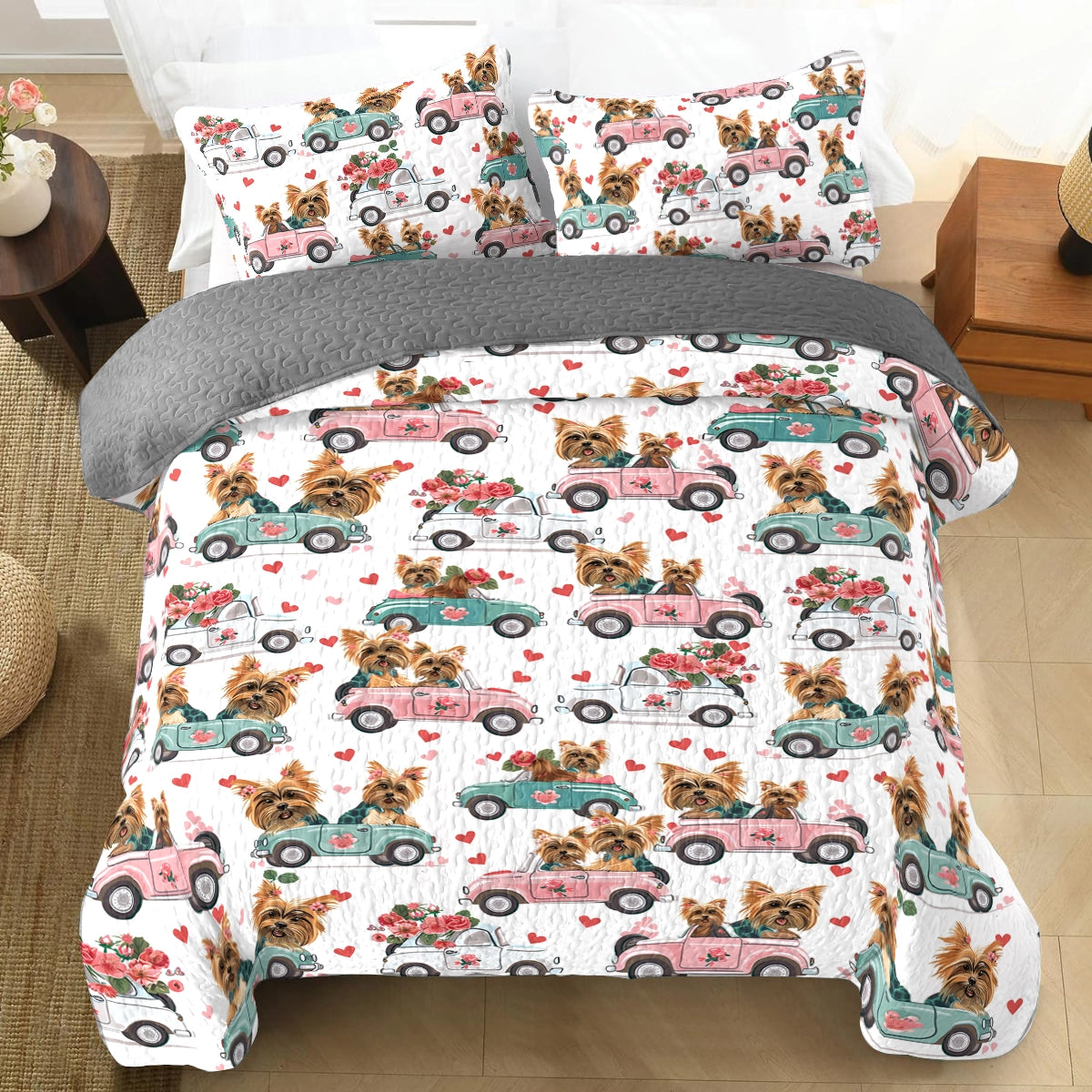 Shineful All Season Quilt 3-Piece Set Yorkie Joyride