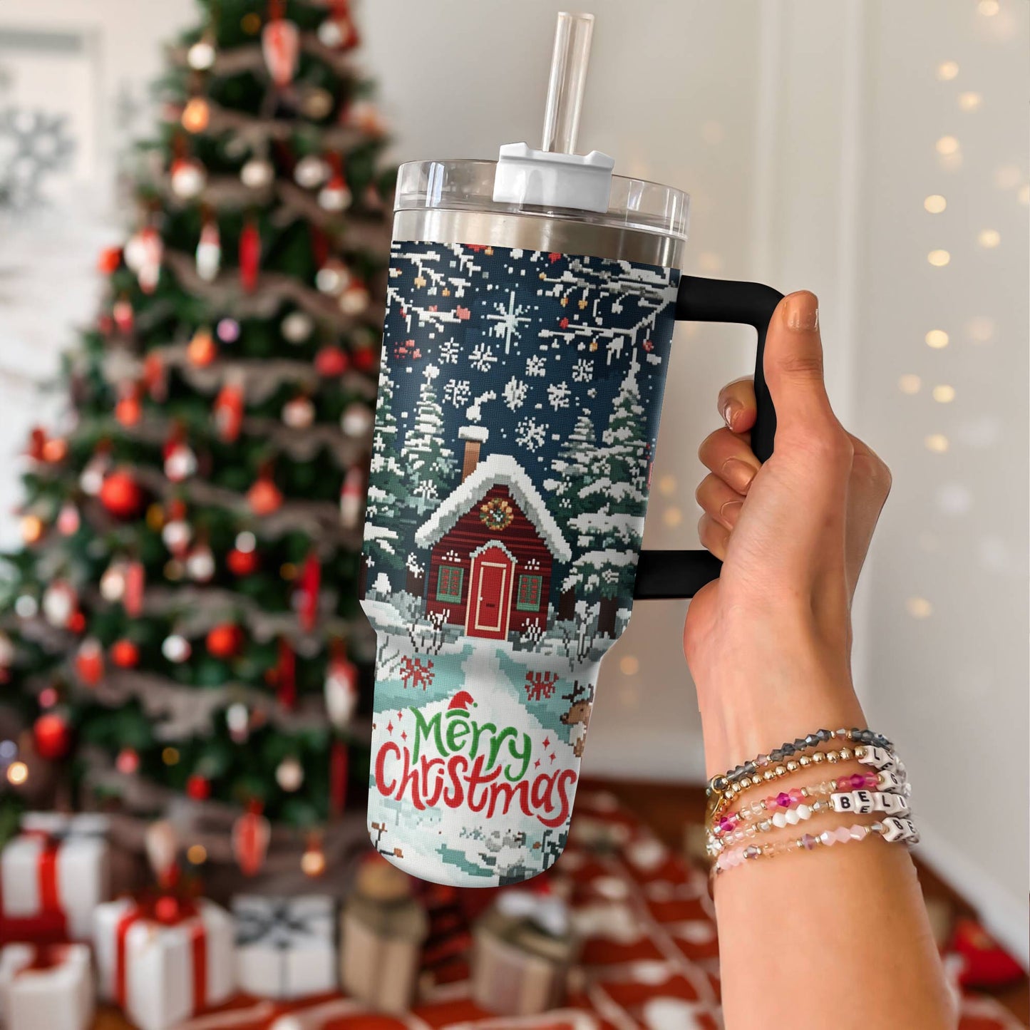 Shineful Tumbler Christmas Cabin