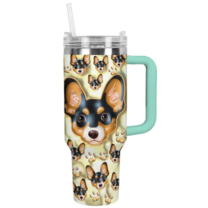 40 Oz Dachshund Shineful™ Tumbler Dachshunds 3D Nl09 Turquoise Blue 40Oz