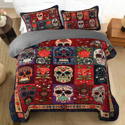 Shineful All Season Quilt 3-Piece Set Heritage Sugar Skull