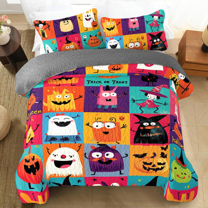 Shineful All Season Quilt 3-Piece Set Cute Monsters