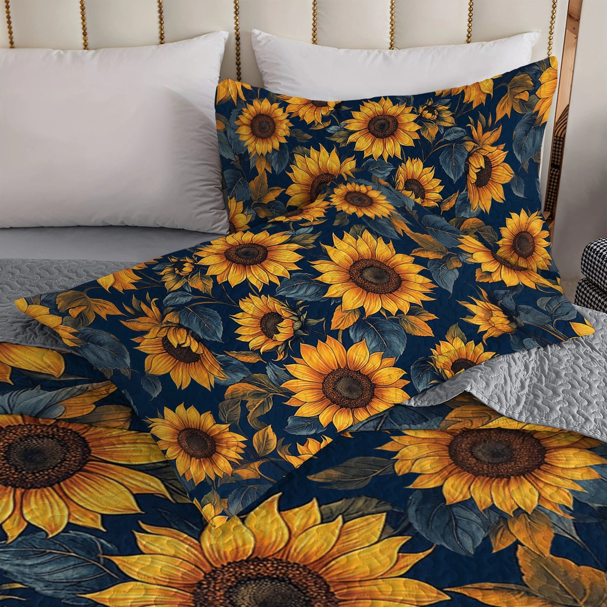 Shineful All Season Quilt 3-Piece Set - Bloom Golden Sunflower