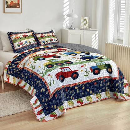 Shineful All Season Quilt 3-Piece Set Farm Charming Tractor