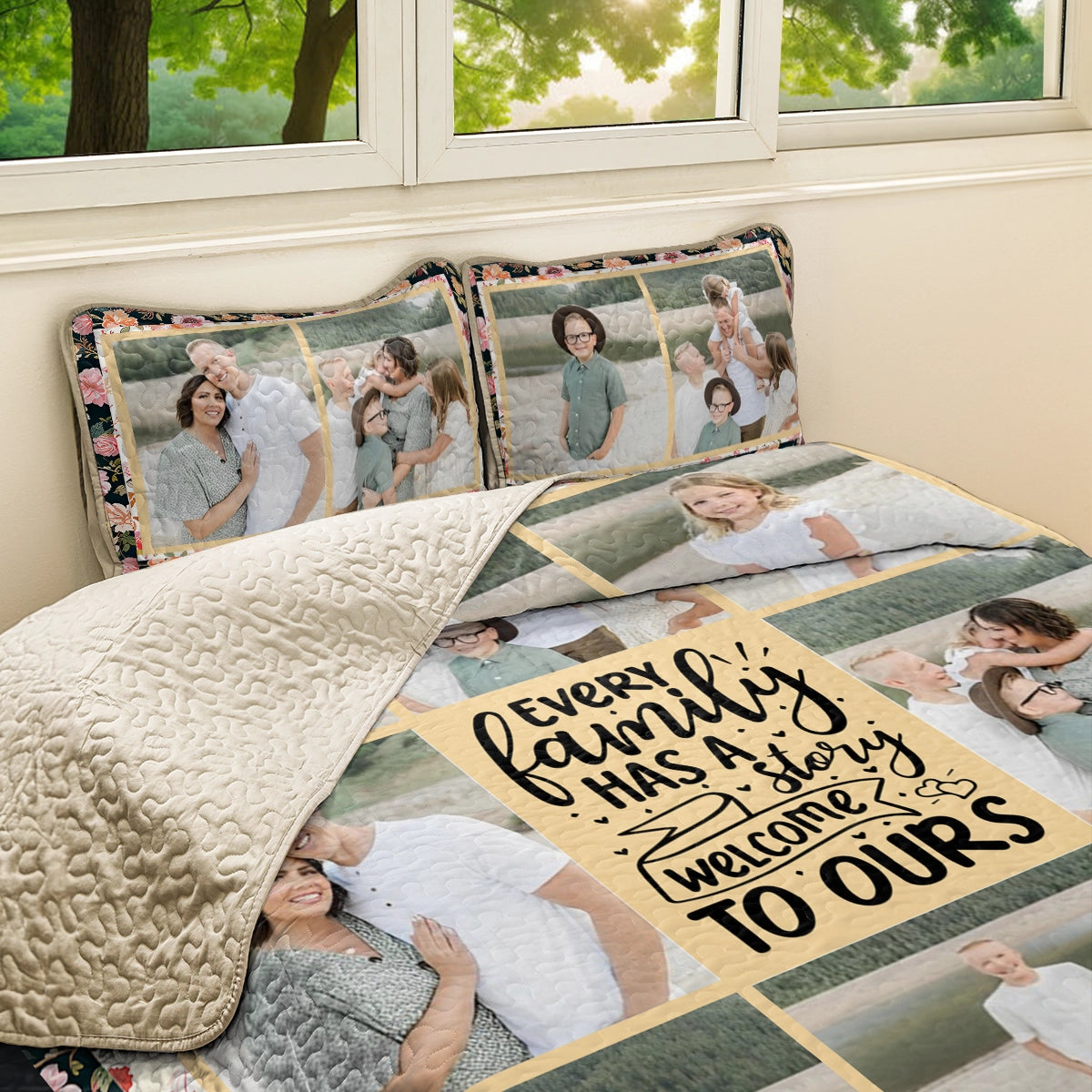 Shineful All Season Quilt 3-Piece Set Personalized Family Story