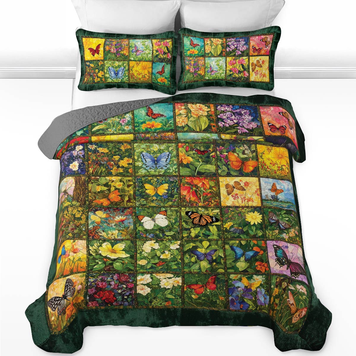 Shineful All Season Quilt 3-Piece Set Butterfly Meadow