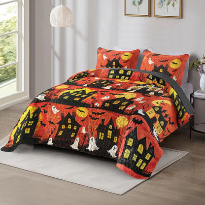 Shineful All Season Quilt 3-Piece Set Halloween Ghost Patchwork