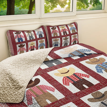 Shineful All Season Quilt 3-teiliges Set Cowboy Patchwork Ranch Kinder