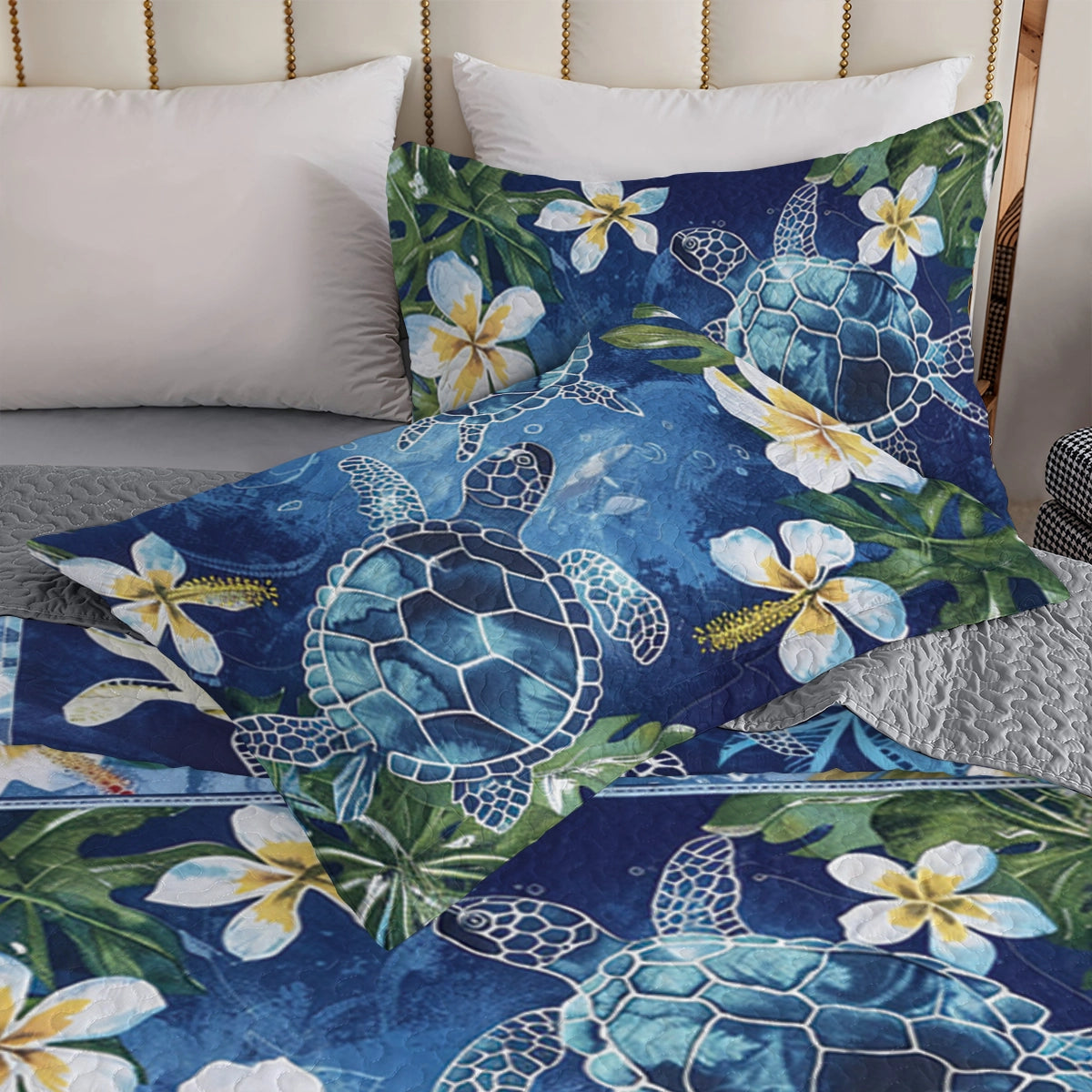 Shineful All Season Quilt 3-Piece Set Tropical Sea Turtle