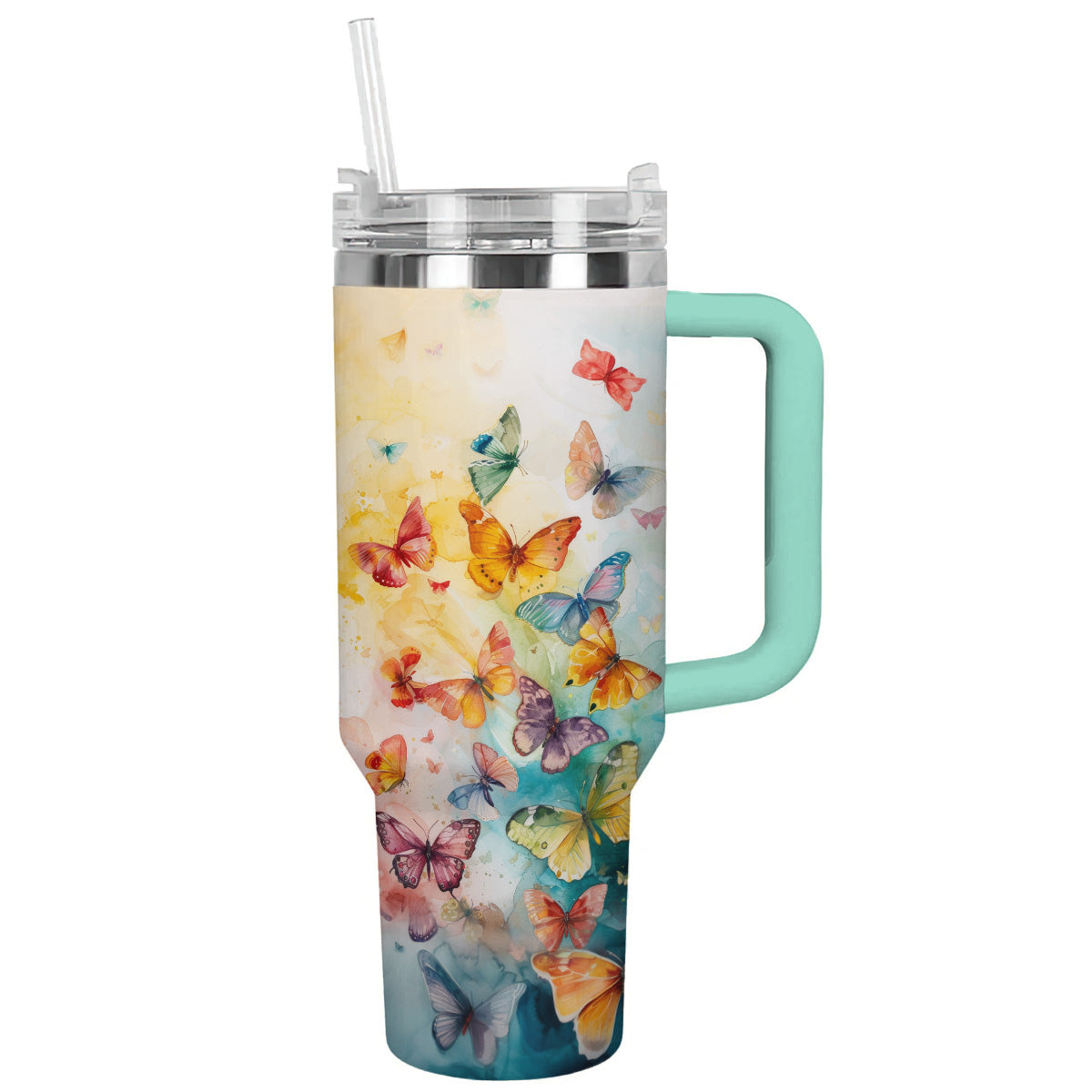 Butterfly 40 Oz Shineful™ Tumbler Colorful Nl09 Turquoise Blue 40Oz