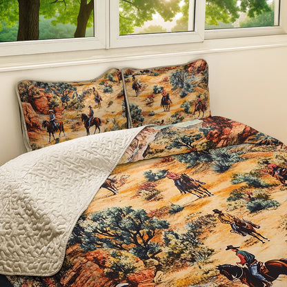 Shineful All Season Quilt 3-Piece Set Cowboy Plains